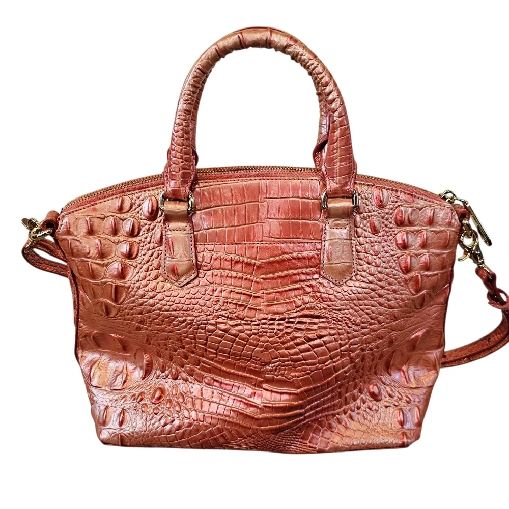 Brahmin Duxbury Pink Punch Melbourne Croc Leather and Card Holder Wallet Set